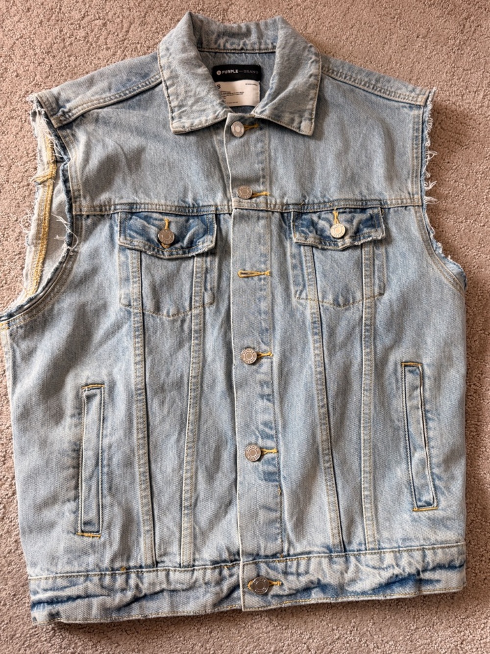 Purple Brand Light Wash Sleeveless Denim Vest